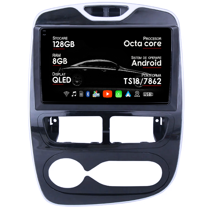 Navigatie dedicata Renault Clio 2013-2019, 8GB RAM 128GB ROM, Octacore, Platforma TS18, Android 14, Display QLED 9", Suporta camera 360", DSP, Carplay&Android Auto, SIM 4G, Ventilator Activ [1]