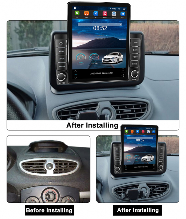 Navigatie dedicata Renault Clio 3 2006-2019,Tesla Style, ANDROID 13,Carplay&Android Auto, 10 inch , 8+128GB, Internet, Aplicatii, Waze, GPS [3]