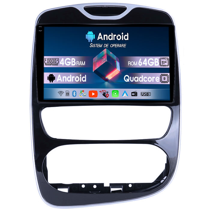 Navigatie dedicata Renault Clio 4 BH98 KH98 2012-2018, 4GB RAM 64GB ROM, Quad Core, Display 10" QLED 1K, Carplay, Android 14, Bluetooth, Magazin Play, Suport Camere AHD [1]