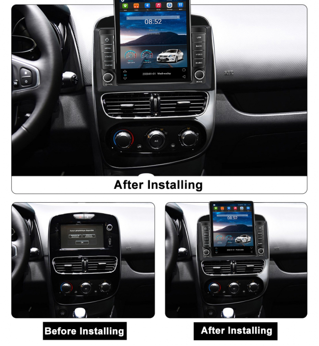 Navigatie dedicata Renault Clio 4 BH98 KH98 2012-2018,Tesla Style, ANDROID 13,Carplay&Android Auto, 10 inch , 8+128GB, Internet, Aplicatii, Waze, GPS [3]