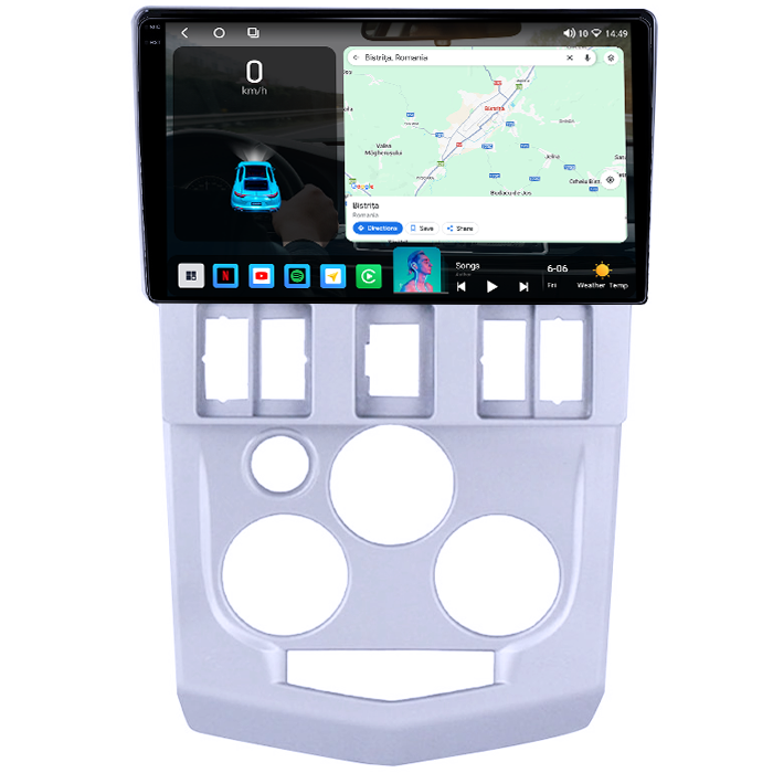 Navigatie dedicata Renault&Dacia 2004-2009, 4GB RAM 64GB ROM, Procesor Qualcomm Octacore, Android 14, Rezolutie 2K, Display QLED 9", DSP, Carplay&Android Auto, SIM 4G [2]