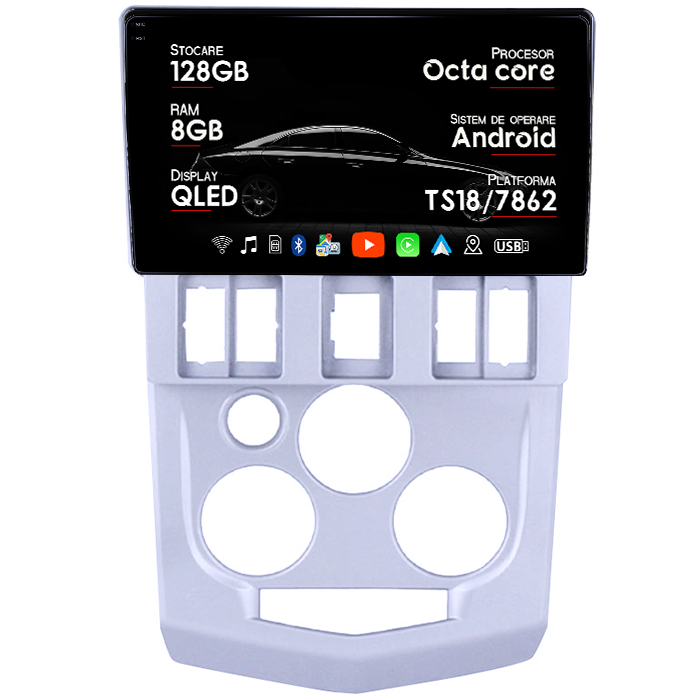 Navigatie dedicata Renault&Dacia 2004-2009, 8GB RAM 128GB ROM, Octacore, Platforma TS18, Android 14, Display QLED 9", Suporta camera 360", DSP, Carplay&Android Auto, SIM 4G, Ventilator Activ [1]