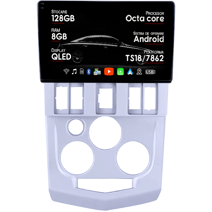 Navigatie dedicata Renault, Dacia L90 2004-2009, 8GB RAM 128GB ROM, Octacore, Platforma TS18, Android 14, Display QLED 9â, Suporta camera 360Âş, DSP, Carplay&Android Auto, SIM 4G, Ventilator Activ [1]
