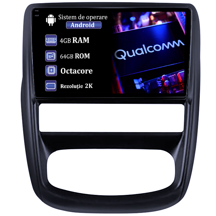 Navigatie dedicata Renault Duster 2010-2015, 4GB RAM 64GB ROM, Procesor Qualcomm Octacore, Android 14, Rezolutie 2K, Display QLED 9", DSP, Carplay&Android Auto, SIM 4G [1]