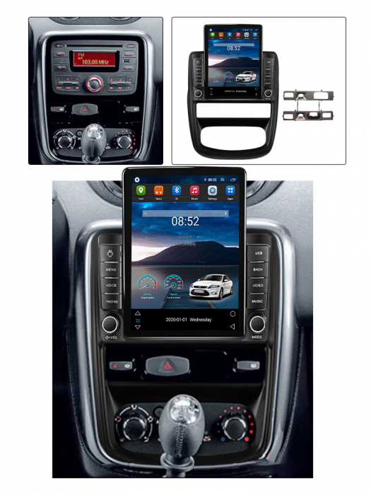 Navigatie dedicata Renault Duster 2010-2015,Tesla Style, ANDROID 13,Carplay&Android Auto, 10 inch , 8+128GB, Internet, Aplicatii, Waze, GPS [4]