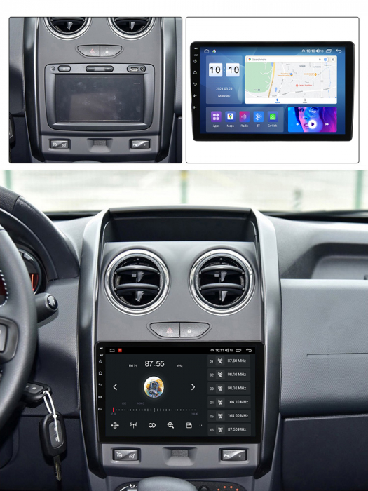 Navigatie dedicata Renault Duster 2015-2018, 4 GB RAM 32 ROM, Android 13, Display QLED, 9", DSP, Carplay, Android Auto, Internet, Youtube , Waze , WI-FI , USB , Bluetooth [7]
