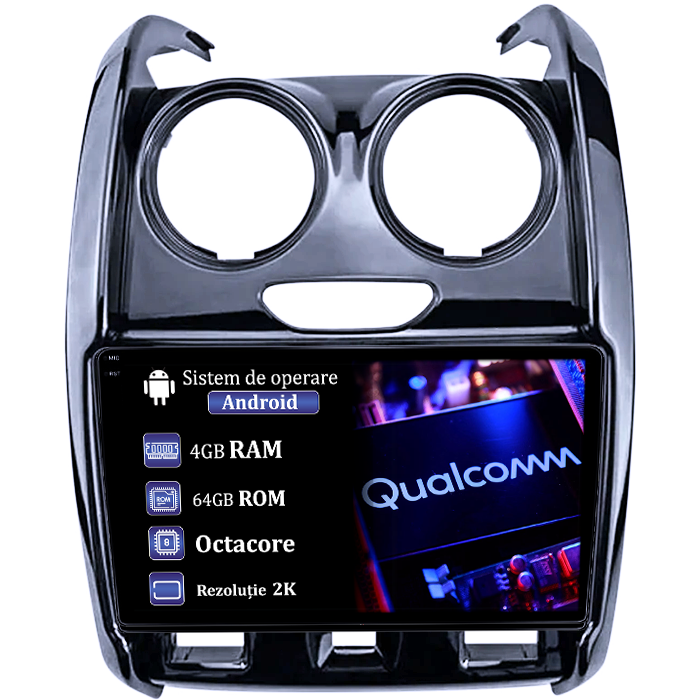 Navigatie dedicata Renault Duster 2015-2020 Lada Largus 2021, 4GB RAM 64GB ROM, Procesor Qualcomm Octacore, Android 14, Rezolutie 2K, Display QLED 9", DSP, Carplay&Android Auto, SIM 4G [1]
