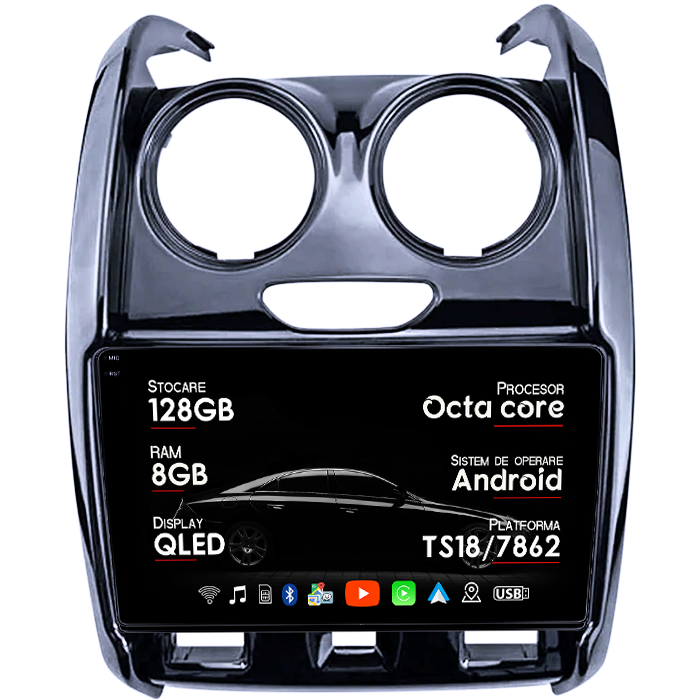 Navigatie dedicata Renault Duster 2015-2020 Lada Largus 2021, 8GB RAM 128GB ROM, Octacore, Platforma TS18, Android 14, Display QLED 9", Suporta camera 360", DSP, Carplay&Android Auto, SIM 4G, Venti [1]