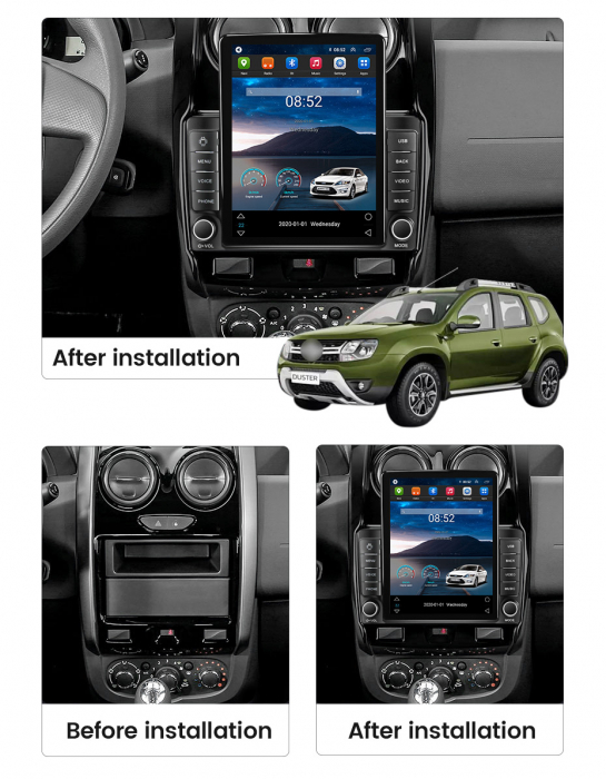 Navigatie dedicata Renault Duster 2015-2020 Lada Largus 2021,Tesla Style, ANDROID 13,Carplay&Android Auto, 10 inch , 8+128GB, Internet, Aplicatii, Waze, GPS [3]