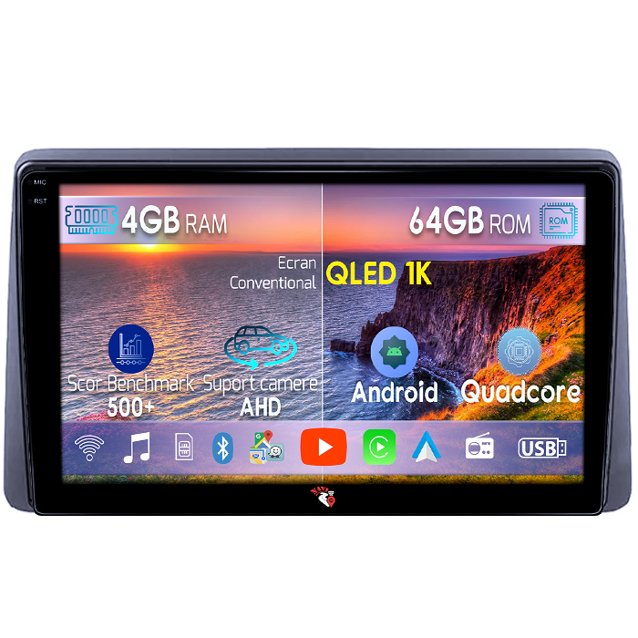 Navigatie dedicata Renault Duster Arkana 2019, Duster 2017-2022, 4GB RAM 64GB ROM, Octacore, Android 14, Display QLED 1K 10", Carplay&Android Auto, SIM 4G, Ventilator Activ [1]