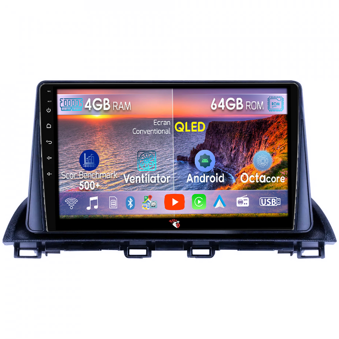 Navigatie dedicata Mazda 3 2013-2019, 4GB RAM 64GB ROM, Octacore, Android 14, Display QLED 9", DSP, Carplay&Android Auto, SIM 4G, Ventilator Activ [1]
