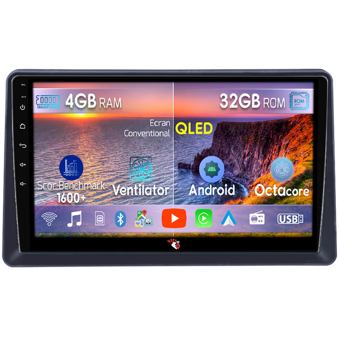 Navigatie dedicata Renault Express 2021+, 4GB RAM 32GB ROM, Octacore, Android 14, Display QLED 9", DSP, Carplay&Android Auto, SIM 4G, Bluetooth, Ventilator Activ [1]