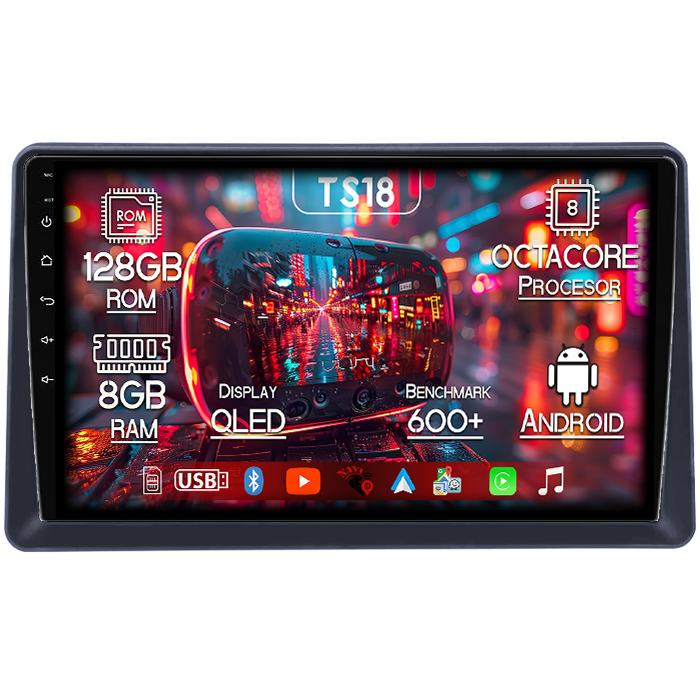 Navigatie dedicata Renault Express 2021+, 8GB RAM 128GB ROM, Octacore, Platforma TS18, Android 14, Display QLED 9”, Suporta camera 360º, DSP, Carplay&Android Auto, SIM 4G, Ventilator Activ [1]