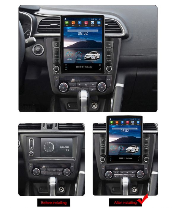 Navigatie dedicata Renault Kadjar 2015-2017,Tesla Style, ANDROID 13,Carplay&Android Auto, 10 inch , 8+128GB, Internet, Aplicatii, Waze, GPS [3]