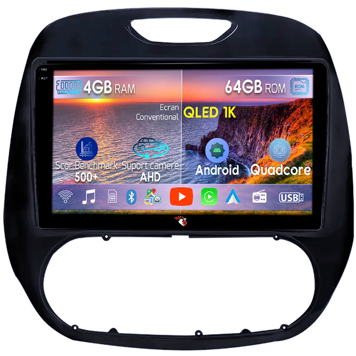 Navigatie dedicata Renault Kaptur 2016-2019, 4GB RAM 64GB ROM, Octacore, Android 14, Display QLED 1K 9", Carplay&Android Auto, SIM 4G, Ventilator Activ [1]