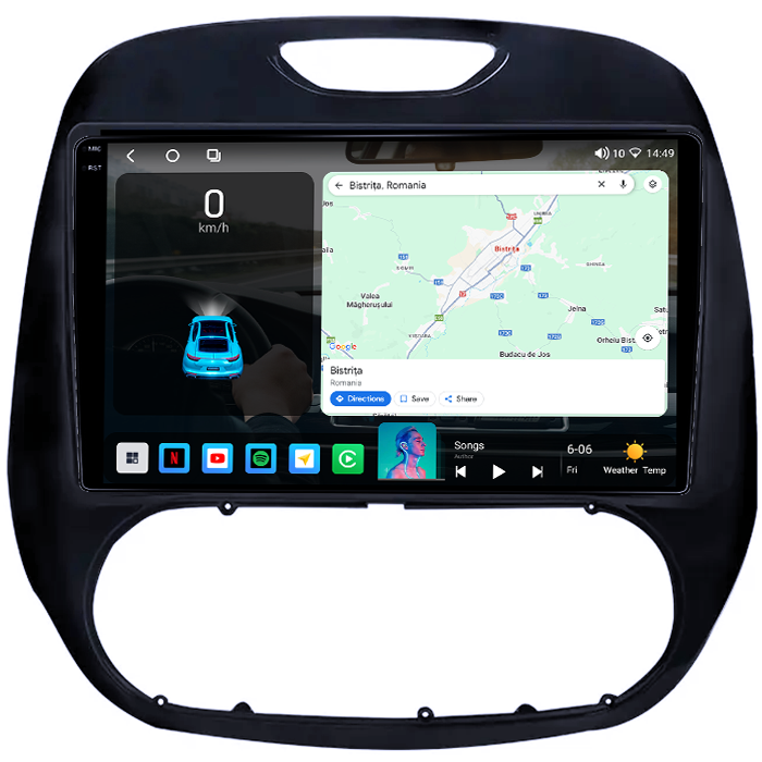 Navigatie dedicata Renault Kaptur 2016-2019, 4GB RAM 64GB ROM, Octacore, Android 14, Display QLED 1K 9", Carplay&Android Auto, SIM 4G, Ventilator Activ [2]