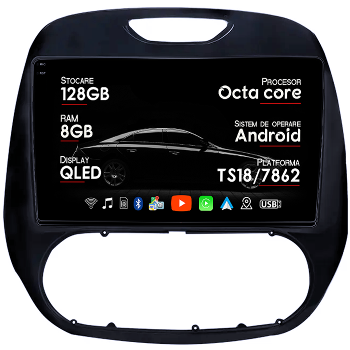 Navigatie dedicata Renault Kaptur 2016-2019, 8GB RAM 128GB ROM, Octacore, Platforma TS18, Android 14, Display QLED 9", Suporta camera 360", DSP, Carplay&Android Auto, SIM 4G, Ventilator Activ [1]