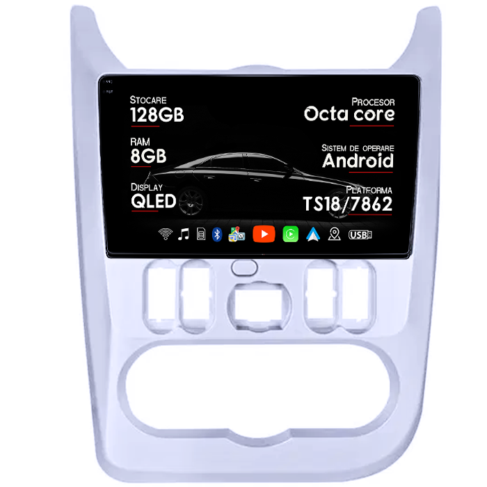 Navigatie dedicata Renault Logan 2009-2015, 8GB RAM 128GB ROM, Octacore, Platforma TS18, Android 14, Display QLED 9", Suporta camera 360", DSP, Carplay&Android Auto, SIM 4G, Ventilator Activ [1]
