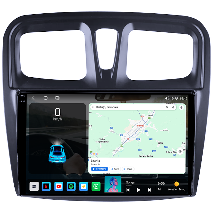 Navigatie dedicata Renault Logan 2014-2019, 4GB RAM 64GB ROM, Octacore, Android 14, Display QLED 1K 9", Carplay&Android Auto, SIM 4G, Ventilator Activ [2]