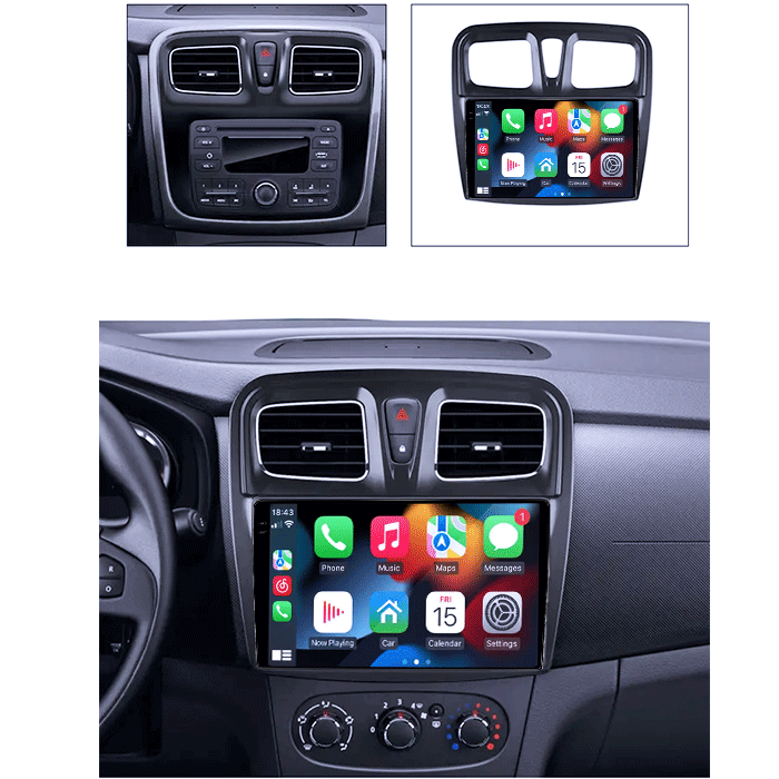 Navigatie dedicata Renault Logan 2014-2019, 8GB RAM 128GB ROM, Octacore, Platforma TS18, Android 14, Display QLED 9â, Suporta camera 360Âş, DSP, Carplay&Android Auto, SIM 4G, Ventilator Activ [6]
