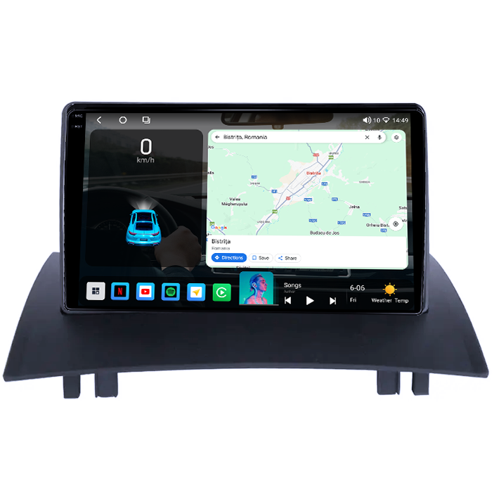 Navigatie dedicata Renault Megane 2 2002-2009, 4GB RAM 64GB ROM, Octacore, Android 14, Display QLED 1K 9", Carplay&Android Auto, SIM 4G, Ventilator Activ [2]