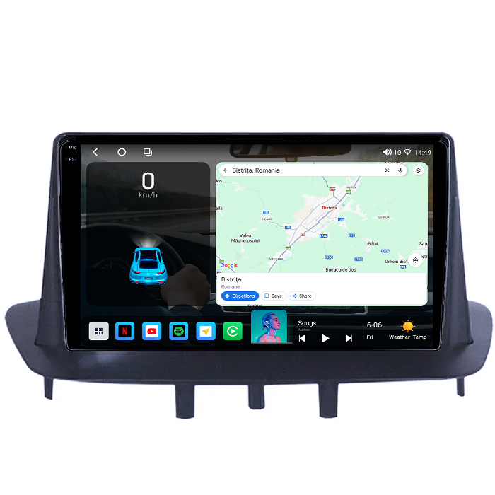 Navigatie dedicata Renault Megane 3 Fluence 2009-2015, 4GB RAM 64GB ROM, Octacore, Android 14, Display QLED 1K 9", Carplay&Android Auto, SIM 4G, Ventilator Activ [2]