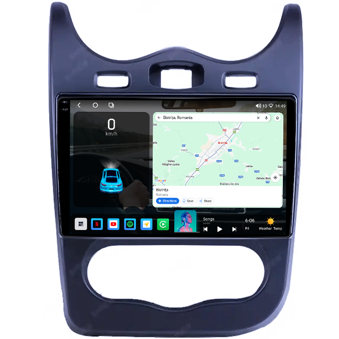 Navigatie dedicata Renault Sandero 2013-2014, 4GB RAM 64GB ROM, Octacore, Android 14, Display QLED 1K 10", Carplay&Android Auto, SIM 4G, Ventilator Activ [2]