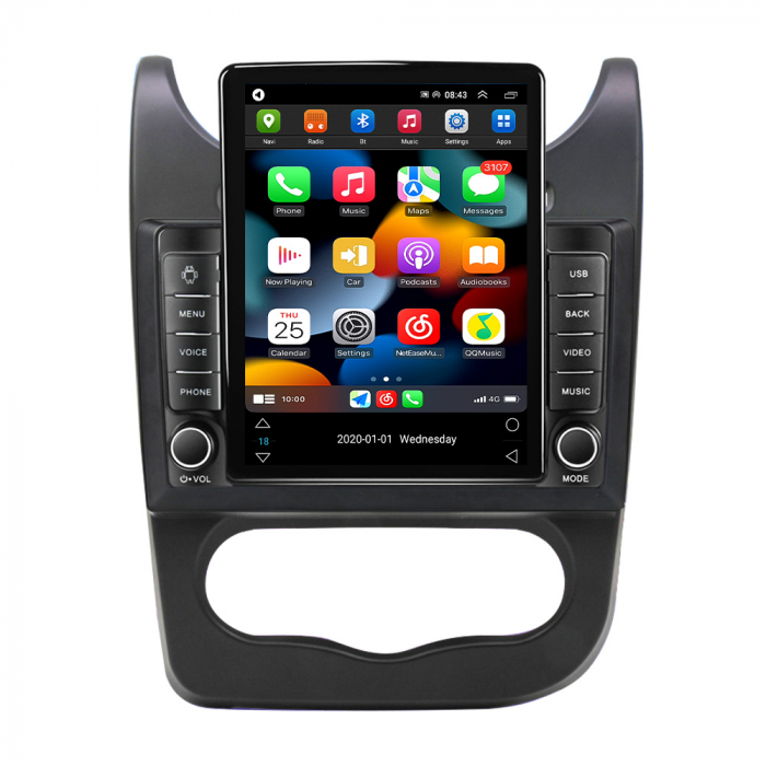 Navigatie dedicata Renault Sandero 2013-2014,Tesla Style, ANDROID 13,Carplay&Android Auto, 10 inch , 8+128GB, Internet, Aplicatii, Waze, GPS [2]