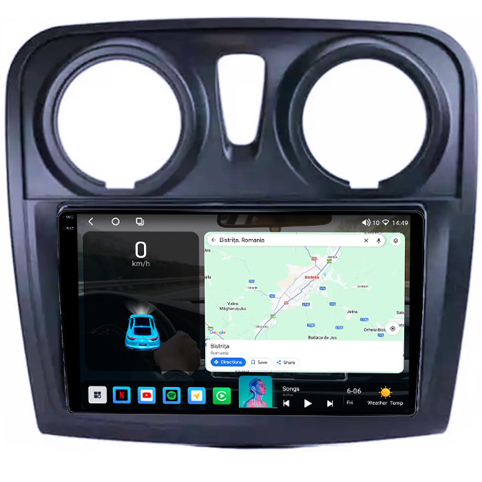 Navigatie dedicata Renault Sandero 2017+, 4GB RAM 64GB ROM, Octacore, Android 14, Display QLED 1K 9", Carplay&Android Auto, SIM 4G, Ventilator Activ [2]