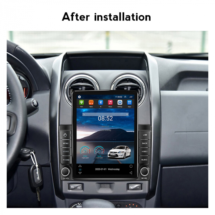 Navigatie dedicata Renault Sandero Dacia Duster Captur Lada Xray,Tesla Style, ANDROID 13,Carplay&Android Auto, 10 inch , 8+128GB, Internet, Aplicatii, Waze, GPS [4]