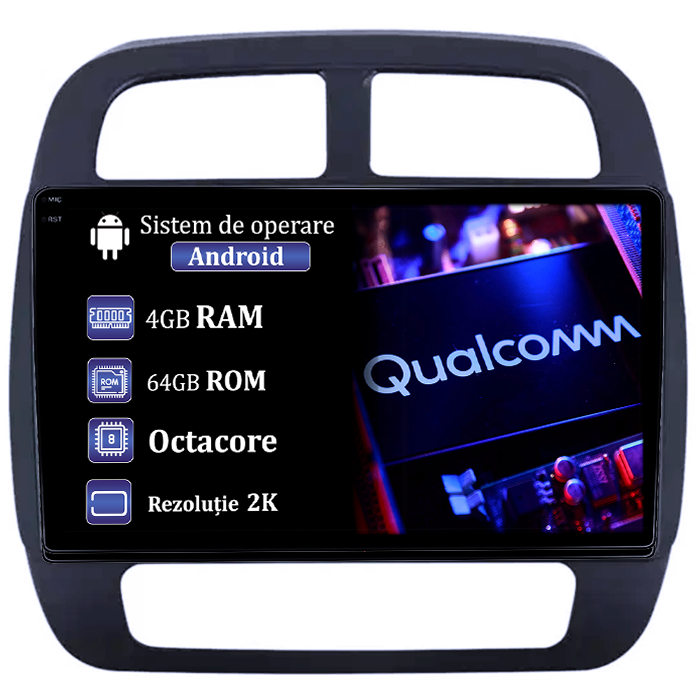 Navigatie dedicata Renault Spring 2021, 4GB RAM 64GB ROM, Procesor Qualcomm Octacore, Android 14, Rezolutie 2K, Display QLED 9", DSP, Carplay&Android Auto, SIM 4G [1]