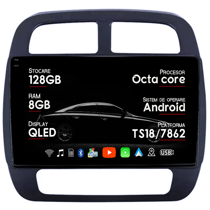 Navigatie dedicata Renault Spring 2021, 8GB RAM 128GB ROM, Octacore, Platforma TS18, Android 14, Display QLED 10", Suporta camera 360", DSP, Carplay&Android Auto, SIM 4G, Ventilator Activ [1]