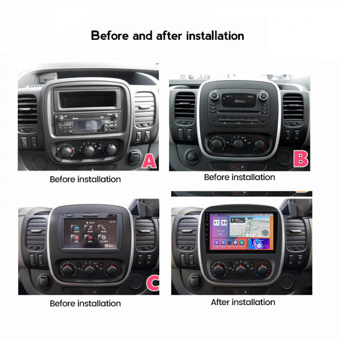 Navigatie dedicata Renault Trafic 2014-2018, 4 GB RAM 32 ROM, Android 13, Display QLED, 9", DSP, Carplay, Android Auto, Internet, Youtube , Waze , WI-FI , USB , Bluetooth [9]