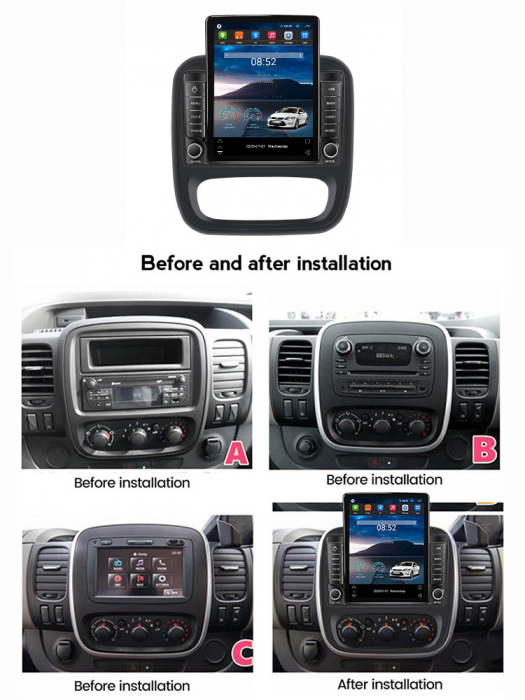 Navigatie dedicata Renault Trafic 3 for Opel Vivaro B 2014-2018,Tesla Style, ANDROID 13,Carplay&Android Auto, 10 inch , 8+128GB, Internet, Aplicatii, Waze, GPS [4]