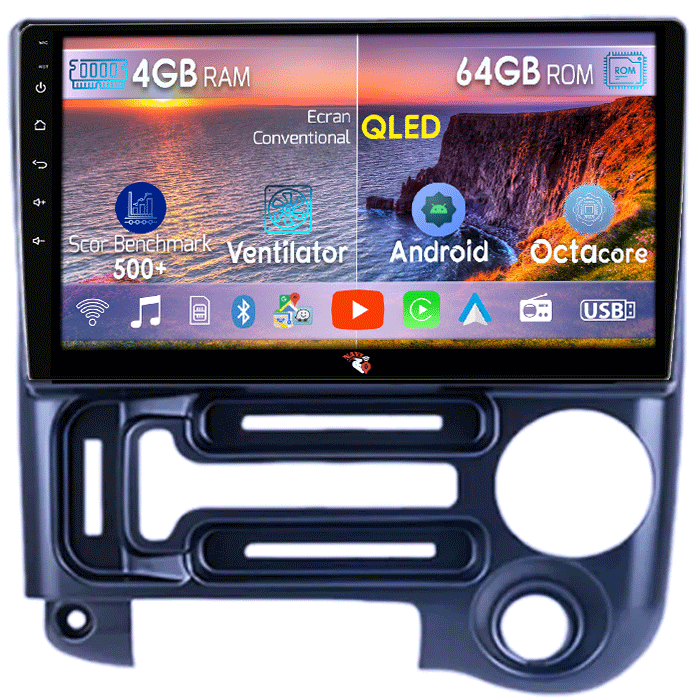 Navigatie dedicata Santro 2006-2015, 4GB RAM 64GB ROM, Octacore, Android 14, Display QLED 9", DSP, Carplay&Android Auto, SIM 4G, Ventilator Activ [1]
