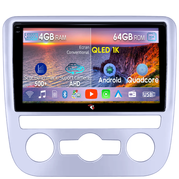Navigatie dedicata Scirocco 2009-2014, 4GB RAM 64GB ROM, Octacore, Android 14, Display QLED 1K 9", DSP, Carplay&Android Auto, SIM 4G, Ventilator Activ [1]