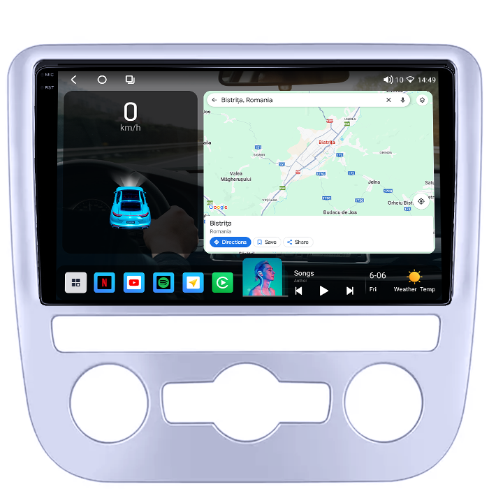 Navigatie dedicata Scirocco 2009-2014, 4GB RAM 64GB ROM, Octacore, Android 14, Display QLED 1K 9", DSP, Carplay&Android Auto, SIM 4G, Ventilator Activ [2]