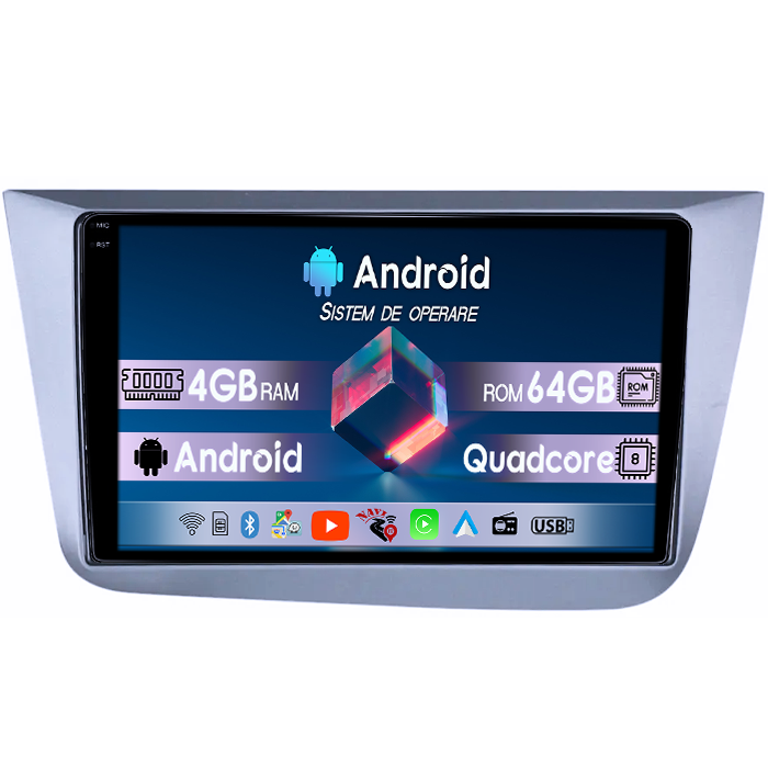 Navigatie dedicata Seat Altea 2004-2015, 4GB RAM 64GB ROM, Quad Core, Display 9" QLED 1K, Carplay, Android 14, Bluetooth, Magazin Play, Suport Camere AHD [1]
