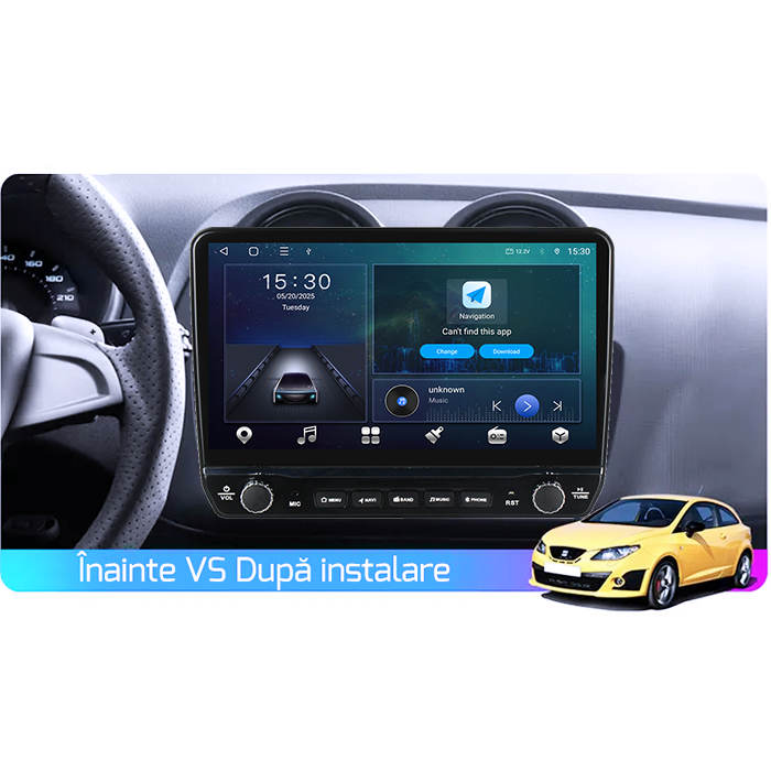 Navigatie dedicata Seat Ibiza 2009-2013 Tesla cu butoane rotative model 2024, 4GB RAM 64GB ROM, Procesor Quadcore, Android 14, Display QLED 10", DSP, Carplay&Android Auto [7]