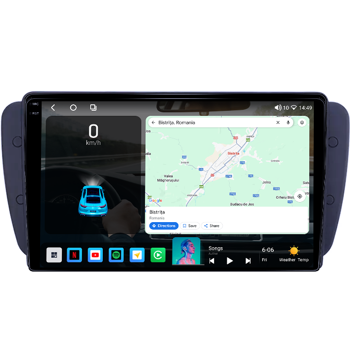 Navigatie dedicata Seat Ibiza 2009-2012, 4GB RAM 64GB ROM, Octacore, Android 14, Display QLED 1K 9", Carplay&Android Auto, SIM 4G, Ventilator Activ [2]