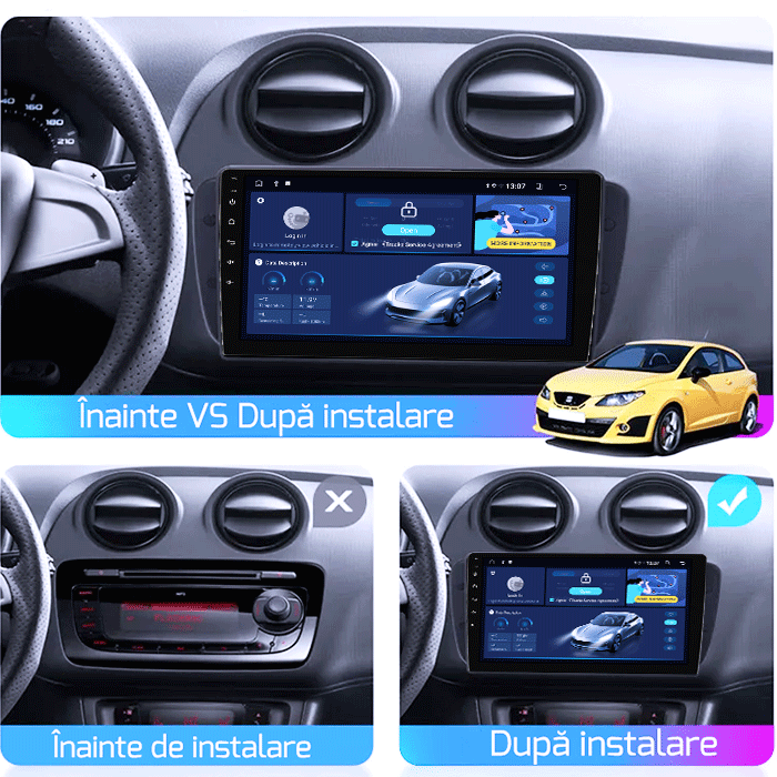 Navigatie dedicata Seat Ibiza 2009-2012, 4GB RAM 64GB ROM, Octacore, Android 14, Display QLED 1K 9", Carplay&Android Auto, SIM 4G, Ventilator Activ [5]