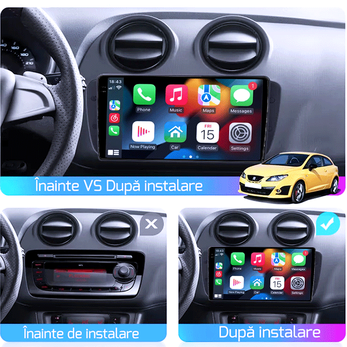 Navigatie dedicata Seat Ibiza 2009-2012, 4GB RAM 64GB ROM, Procesor Qualcomm Octacore, Android 14, Rezolutie 2K, Display QLED 9", DSP, Carplay&Android Auto, SIM 4G [6]