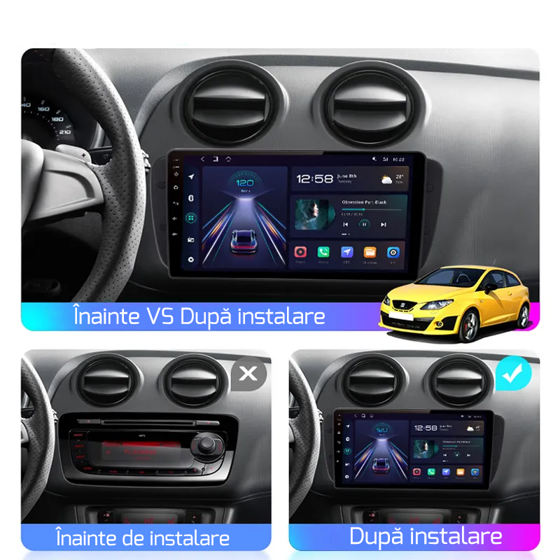 Navigatie dedicata Seat Ibiza 2009-2012, 4GB RAM 64GB ROM, Quad Core, Display 9" QLED 1K, Carplay, Android 14, Bluetooth, Magazin Play, Suport Camere AHD [2]