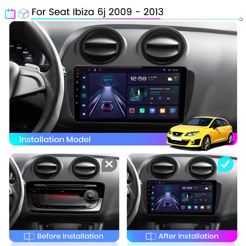 Navigatie dedicata Seat Ibiza 2009-2012, 8GB RAM 128GB ROM, Octacore, Platforma 7862,Android 13, Display QLED 9”, Suporta camera 360º, DSP, Carplay&Android Auto, SIM 4G, Ventilator Activ [3]