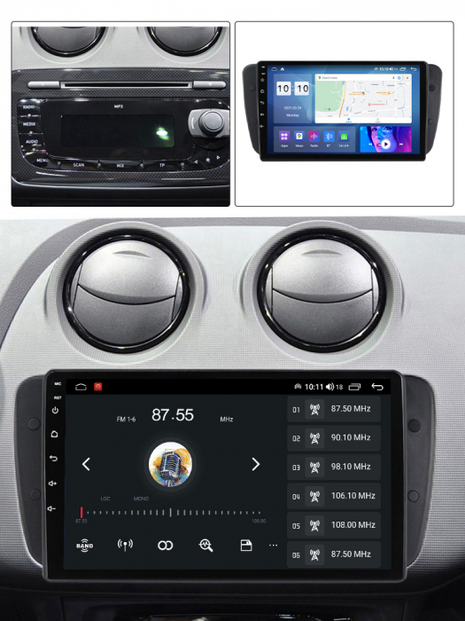 Navigatie dedicata Seat Ibiza 2009-2013, 4 GB RAM 32 ROM, Android 13, Display QLED, 9", DSP, Carplay, Android Auto, Internet, Youtube , Waze , WI-FI , USB , Bluetooth [6]
