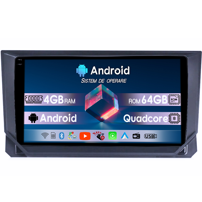 Navigatie dedicata Seat Ibiza 2017-2020, 4GB RAM 64GB ROM, Quad Core, Display 9" QLED 1K, Carplay, Android 14, Bluetooth, Magazin Play, Suport Camere AHD [1]