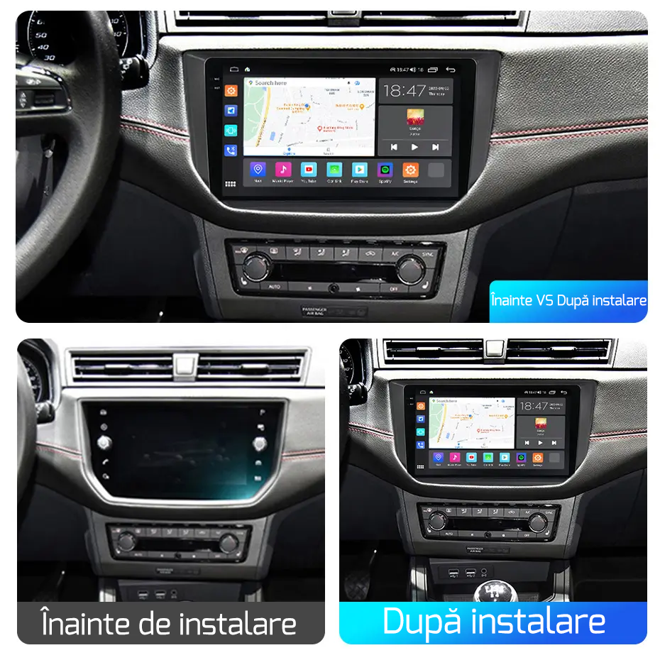 Navigatie dedicata Seat Ibiza 2017-2020, 8GB RAM 128GB ROM, Octacore, Platforma TS18, Android 13, Display QLED 9”, Suporta camera 360º, DSP, Carplay&Android Auto, SIM 4G, Ventilator Activ [4]