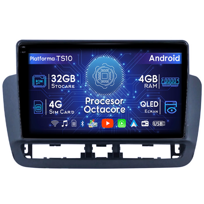 Navigatie dedicata Seat Ibiza 4 2014-2017, 4GB RAM 32GB ROM, Octacore, Android 14, Display QLED 9", DSP, Carplay&Android Auto, SIM 4G, Bluetooth, Ventilator Activ [1]