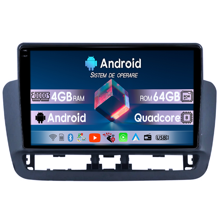Navigatie dedicata Seat Ibiza 4 2014-2017, 4GB RAM 64GB ROM, Quad Core, Display 9" QLED 1K, Carplay, Android 14, Bluetooth, Magazin Play, Suport Camere AHD [1]