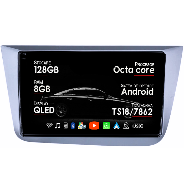 Navigatie dedicata Seat Leon 2005-2012, 8GB RAM 128GB ROM, Octacore, Platforma TS18, Android 14, Display QLED 9", Suporta camera 360", DSP, Carplay&Android Auto, SIM 4G, Ventilator Activ [1]